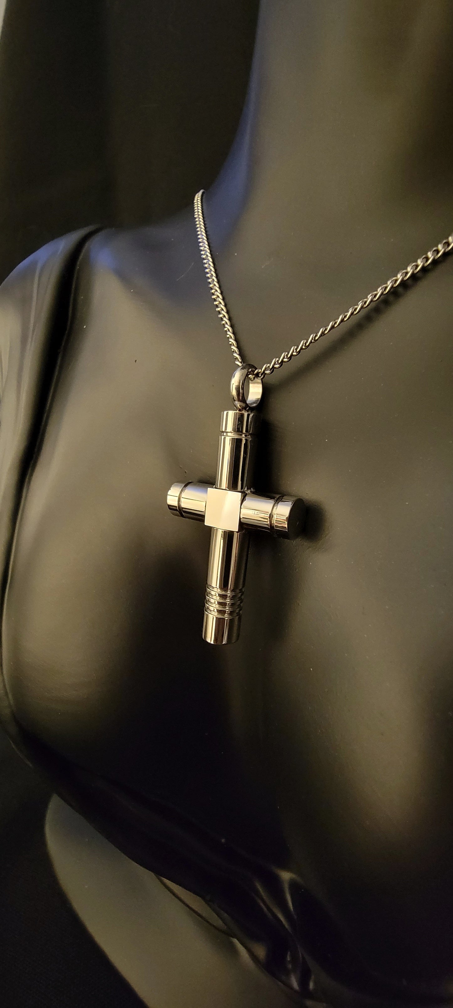 Large Cross Cremation Urn Necklace for ashes