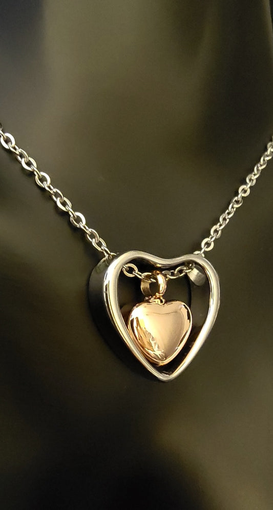 Floating Heart Cremation Urn Necklace for ashes