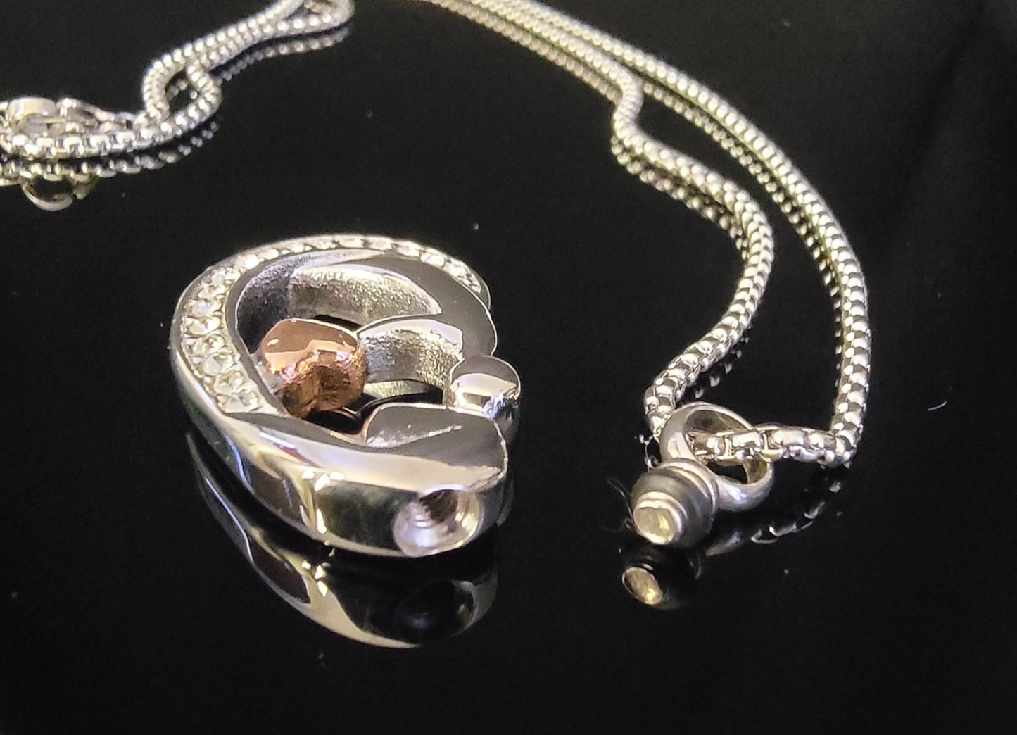 Mother and Child Cremation Urn Necklace for ashes with Cubic Zirconias