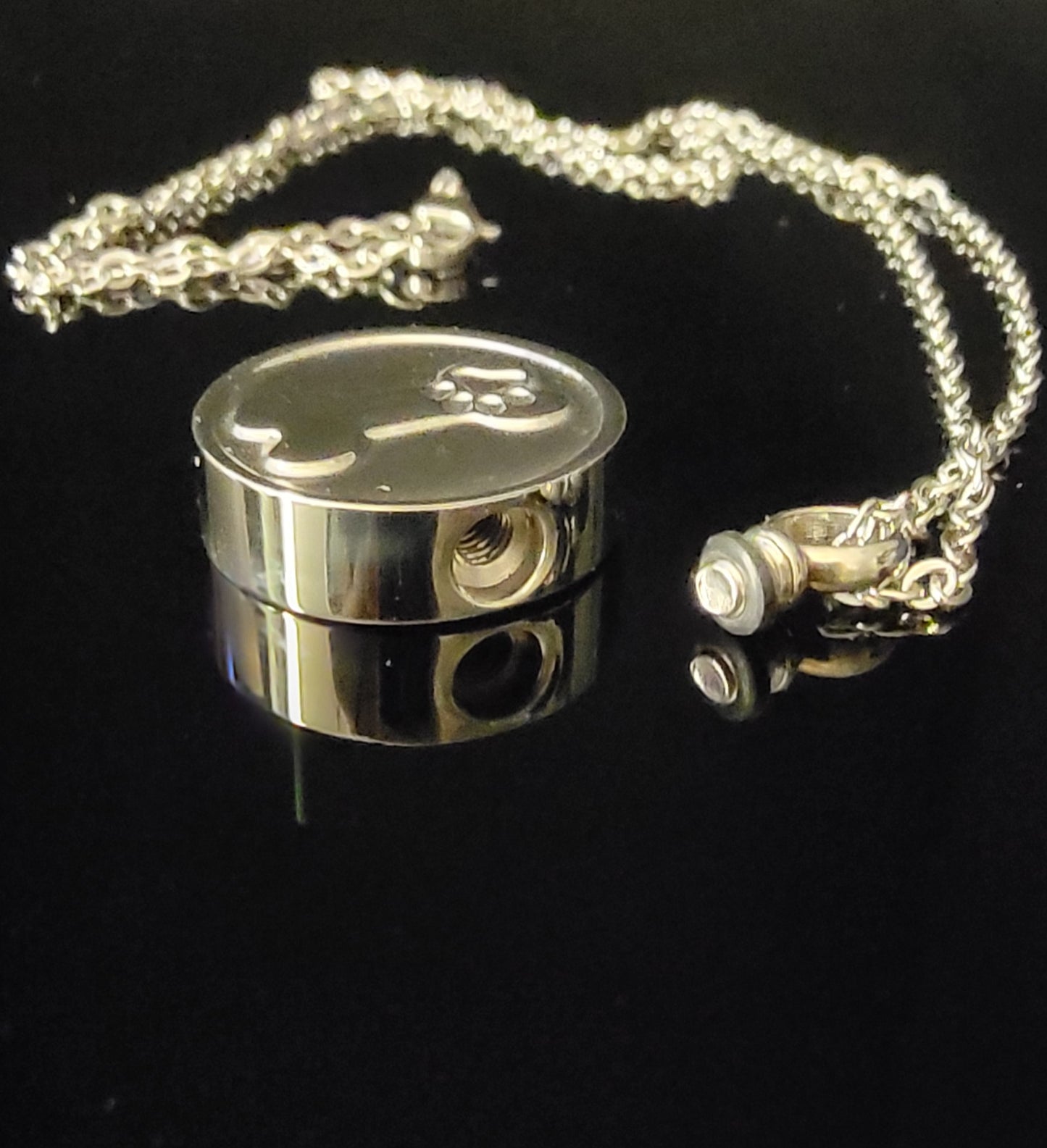 Dog Bone with Paw Print Cremation Urn Necklace for ashes