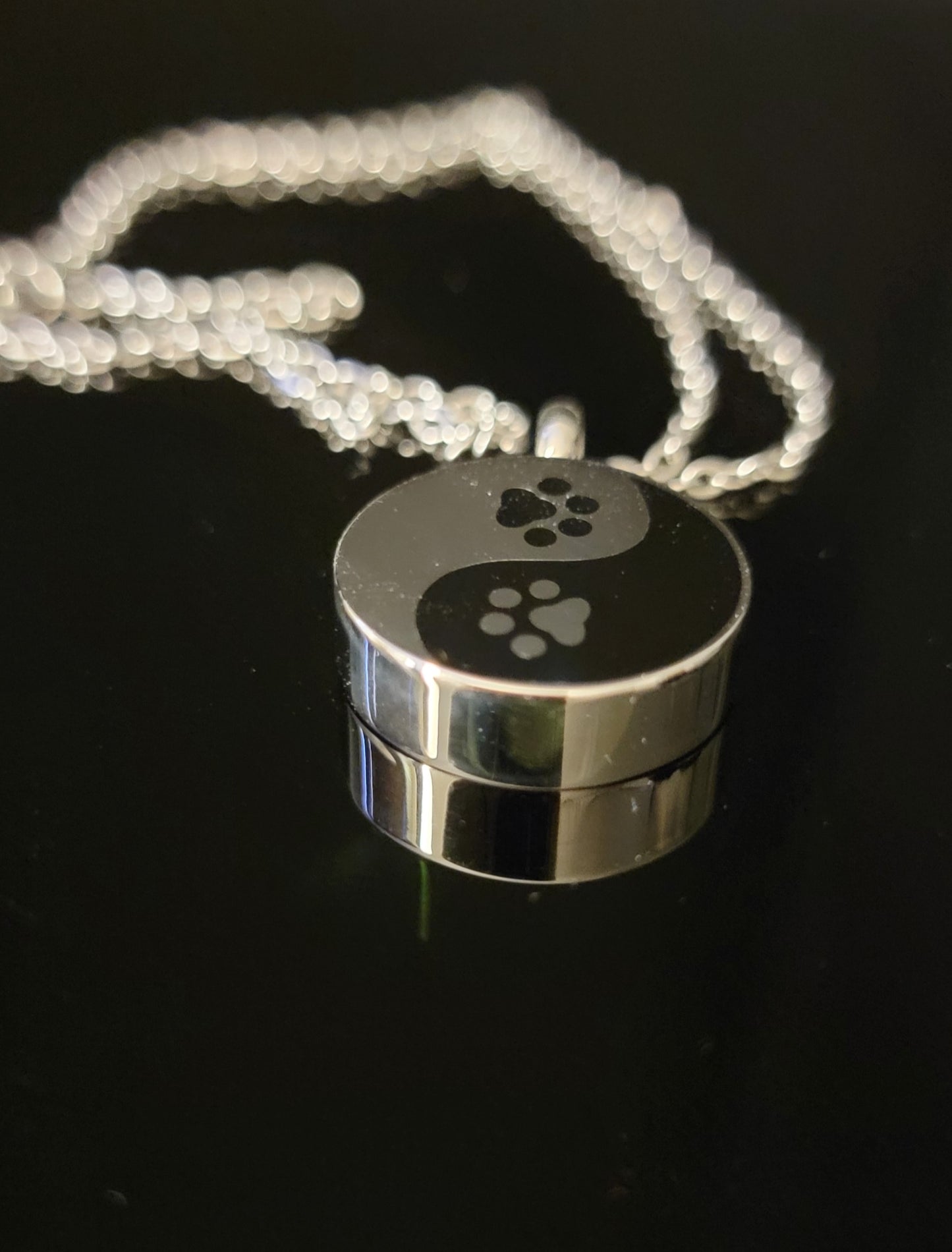 Yin and Yang Symbol Paw Print Cremation Urn Necklace for ashes