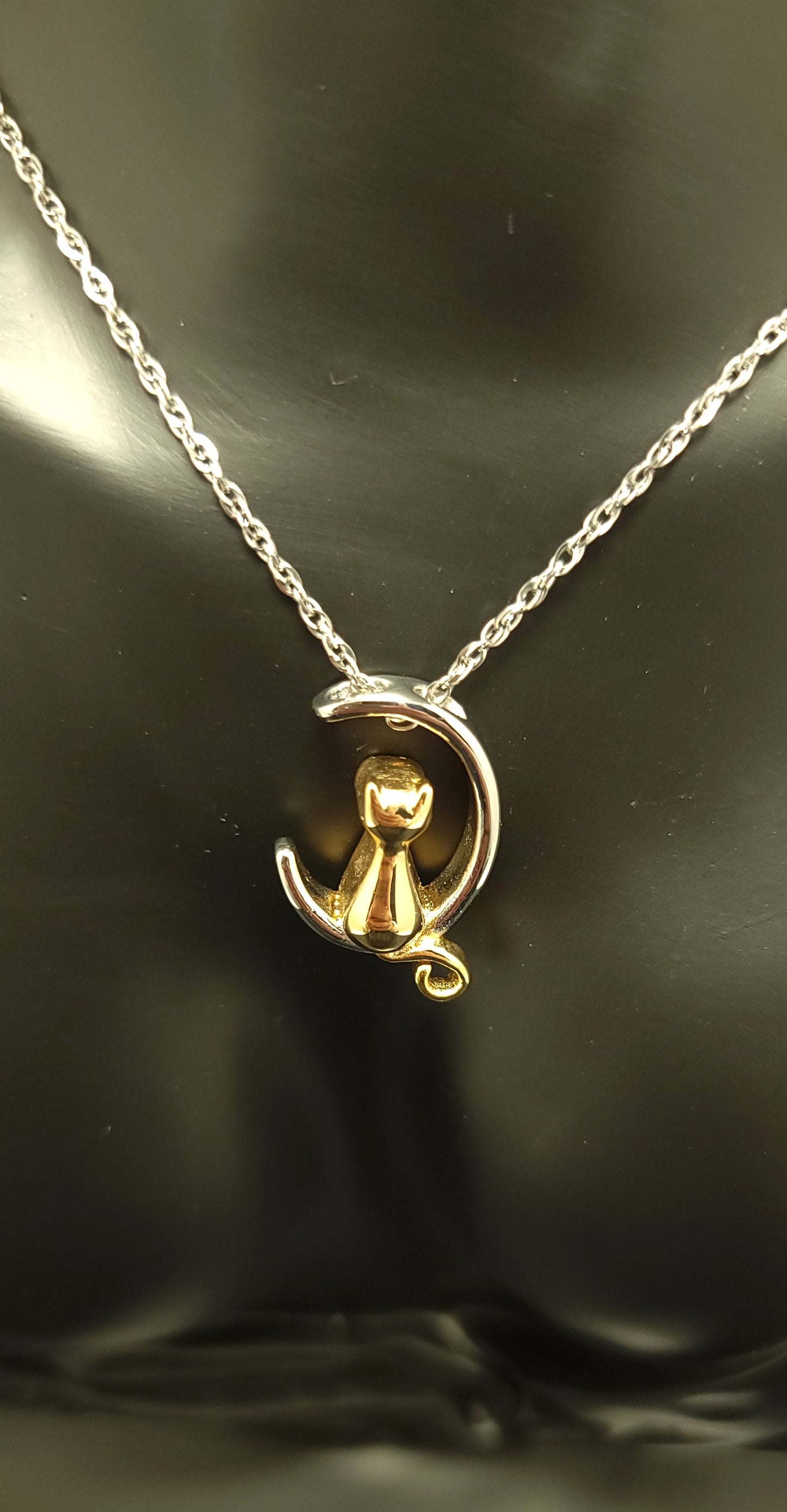 Black or Gold Cat Cremation Urn Necklace for ashes