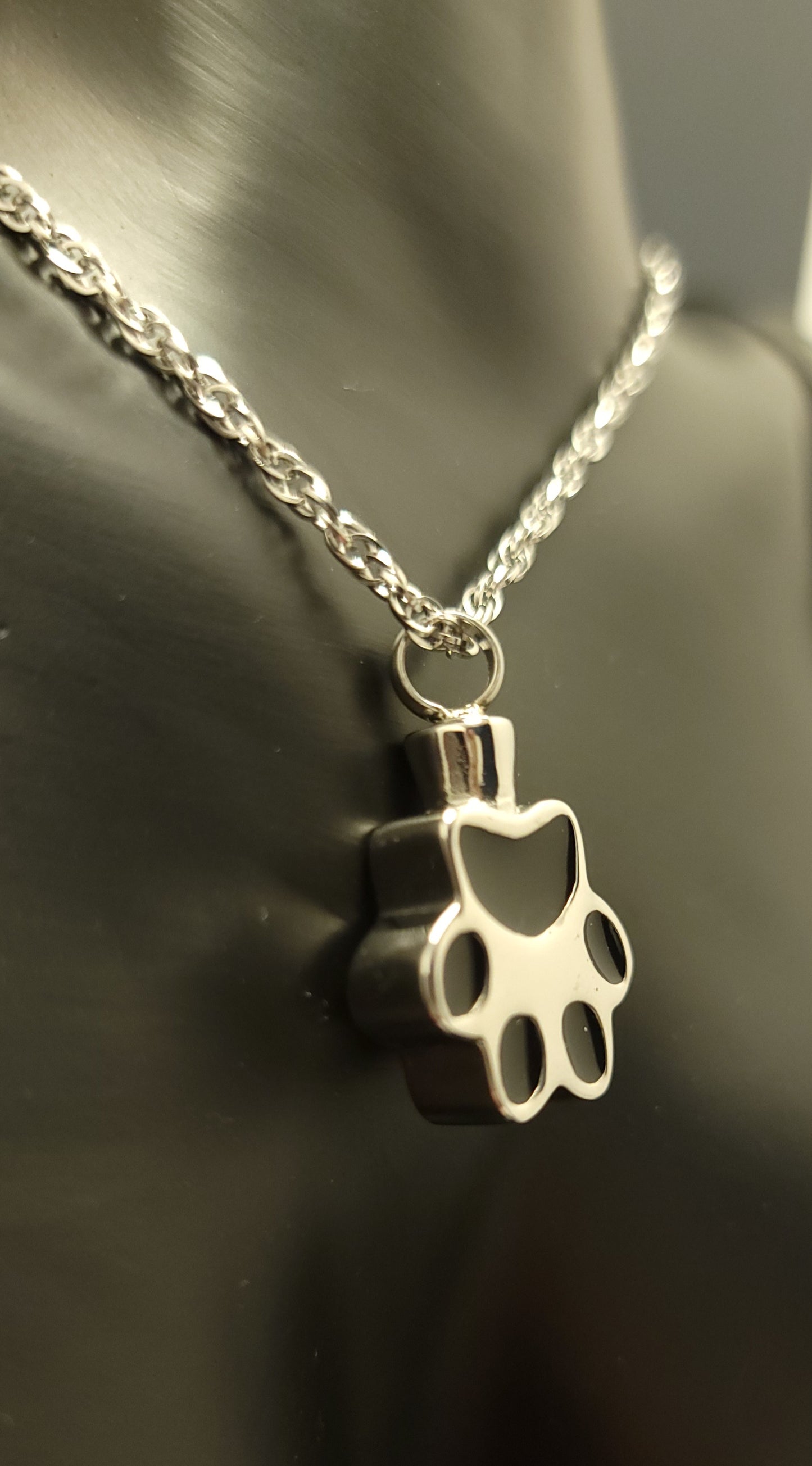 Large Paw Print Cremation Urn Necklace for ashes