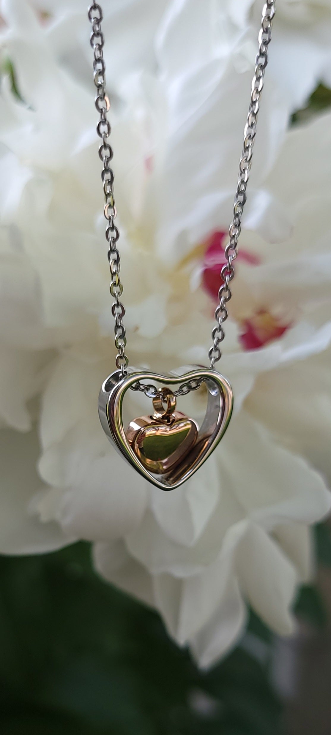 Floating Heart Cremation Urn Necklace for ashes