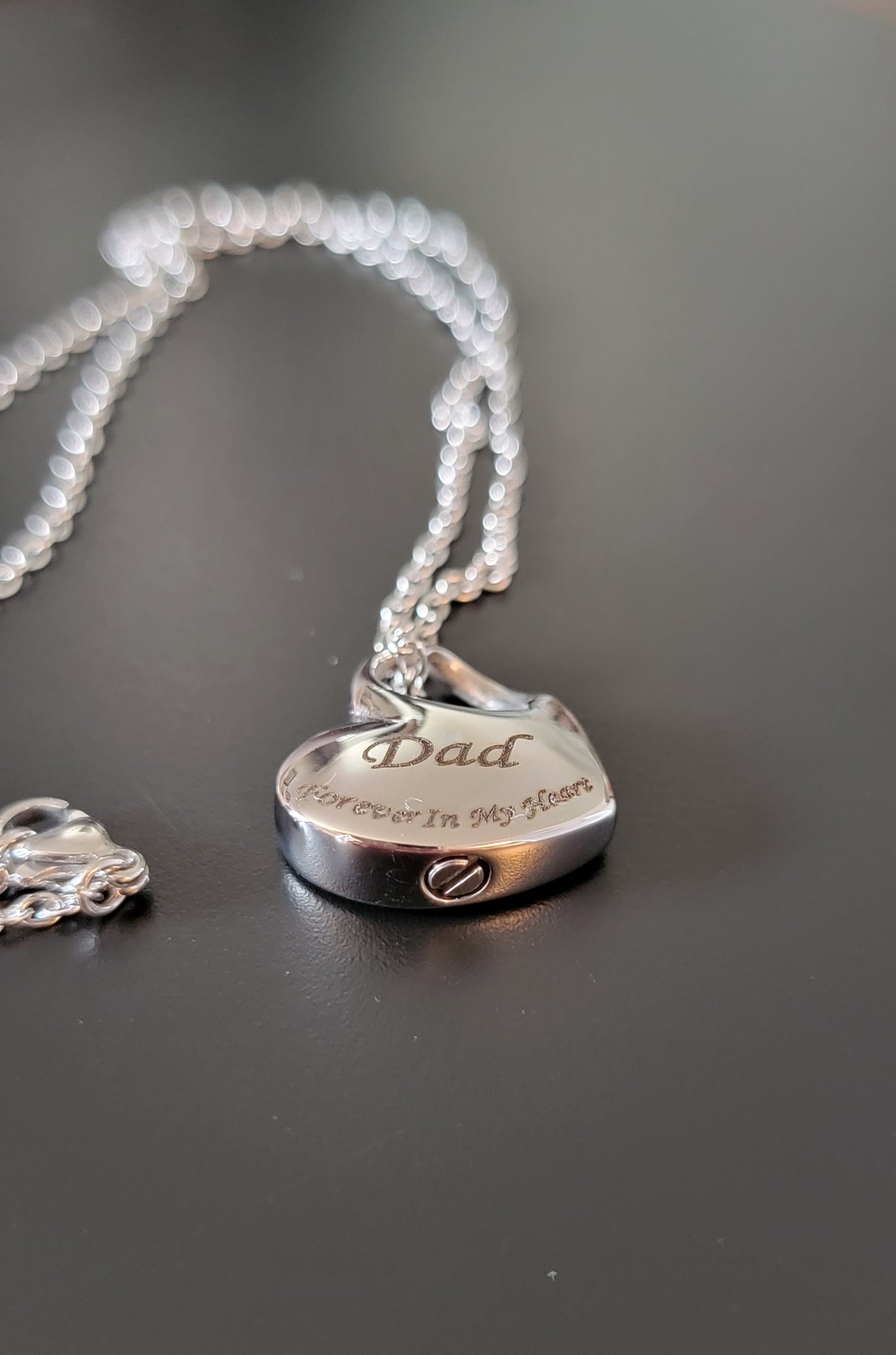 "Dad" Cremation Urn Heart Necklace for ashes