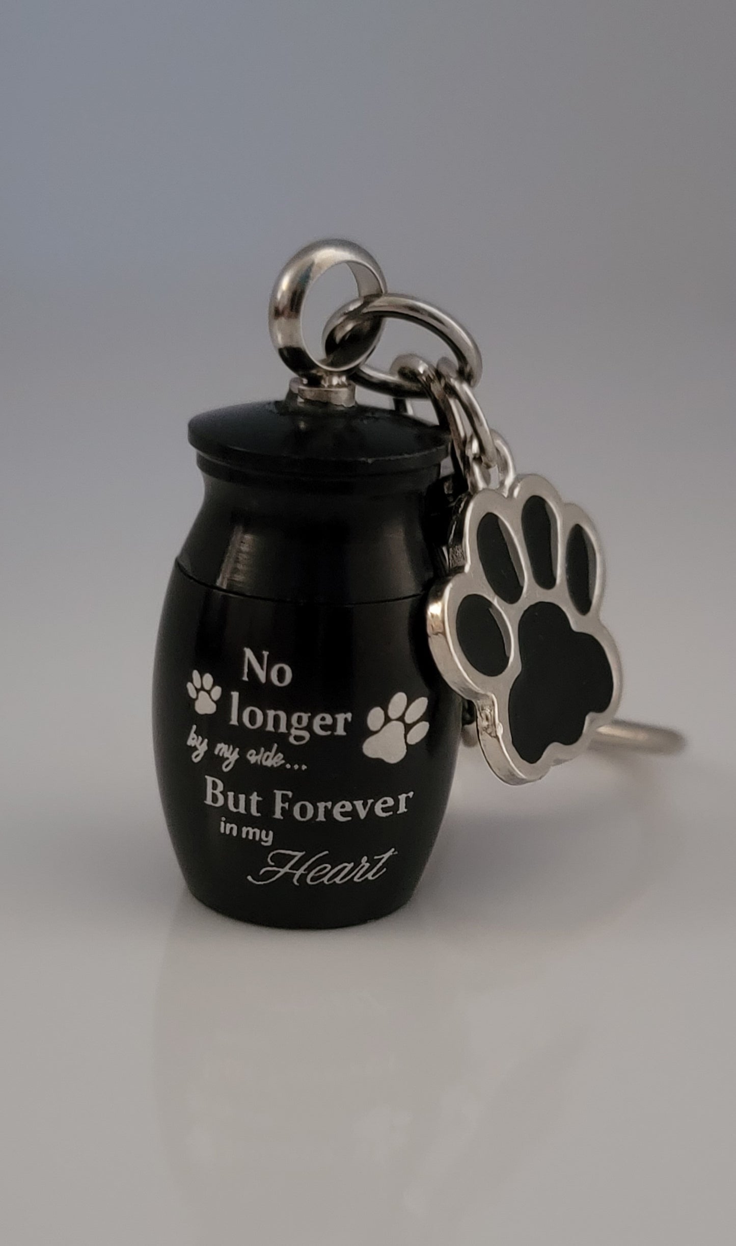 Mini Cremation Urn Keychain for Pets with Paw Print Charm