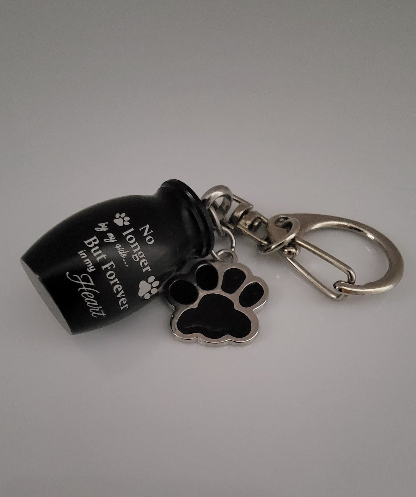 Mini Cremation Urn Keychain for Pets with Paw Print Charm