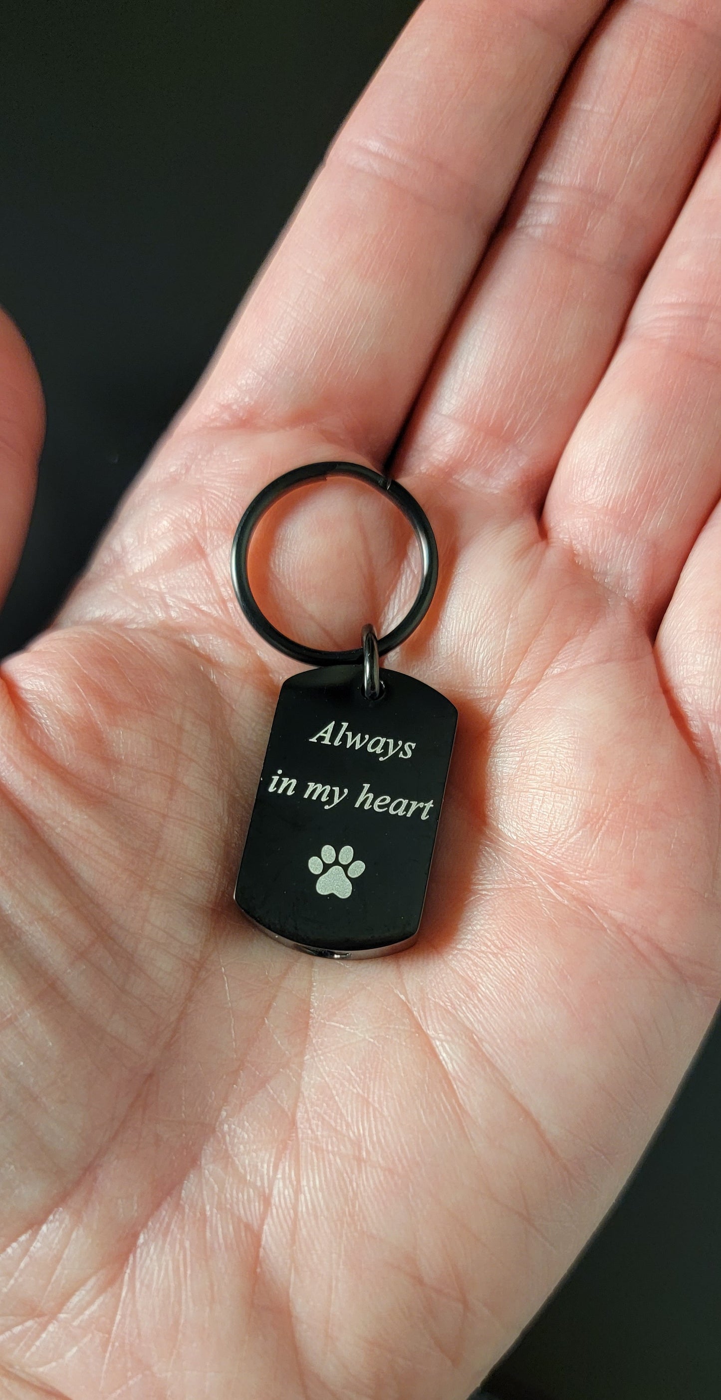 Pet Cremation Urn Keychain for ashes "Always In My Heart"