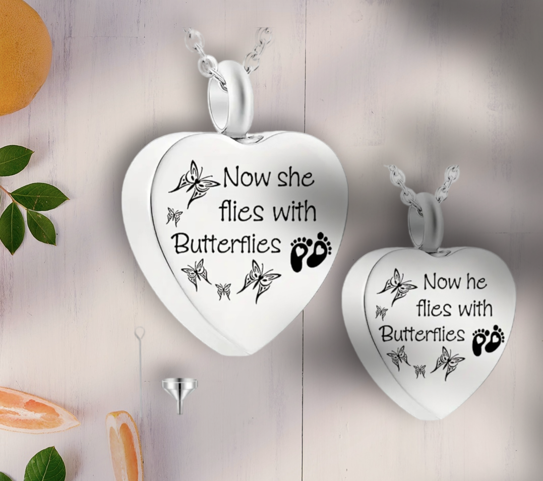 Butterfly Cremation Urn Necklace for ashes for Girl