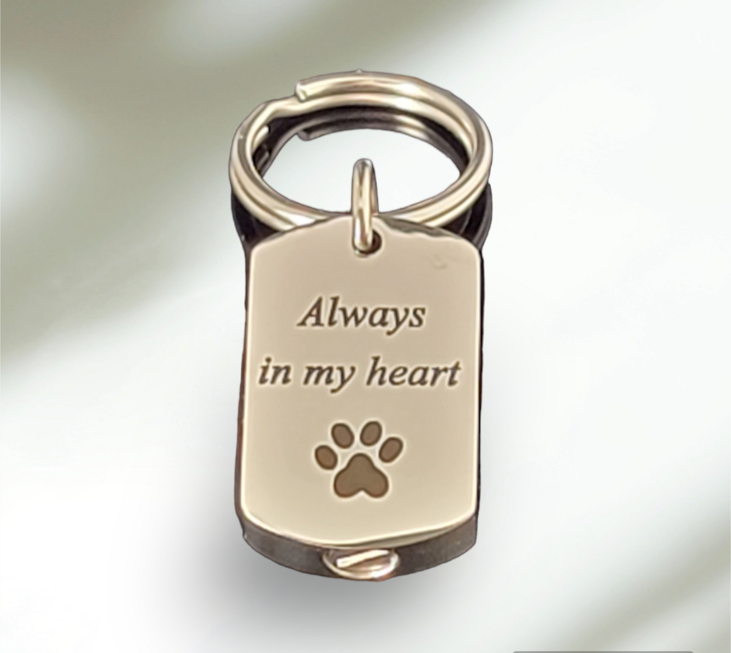 Pet Cremation Urn Keychain for ashes "Always In My Heart"