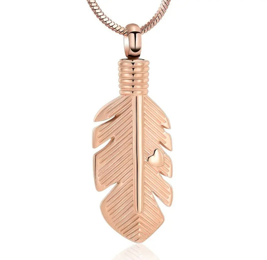 Feather Cremation Urn Necklace for ashes