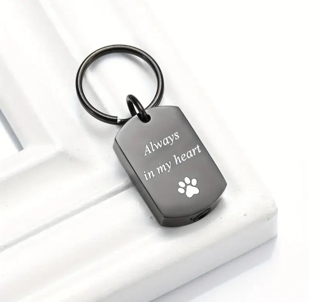 Pet Cremation Urn Keychain for ashes "Always In My Heart"