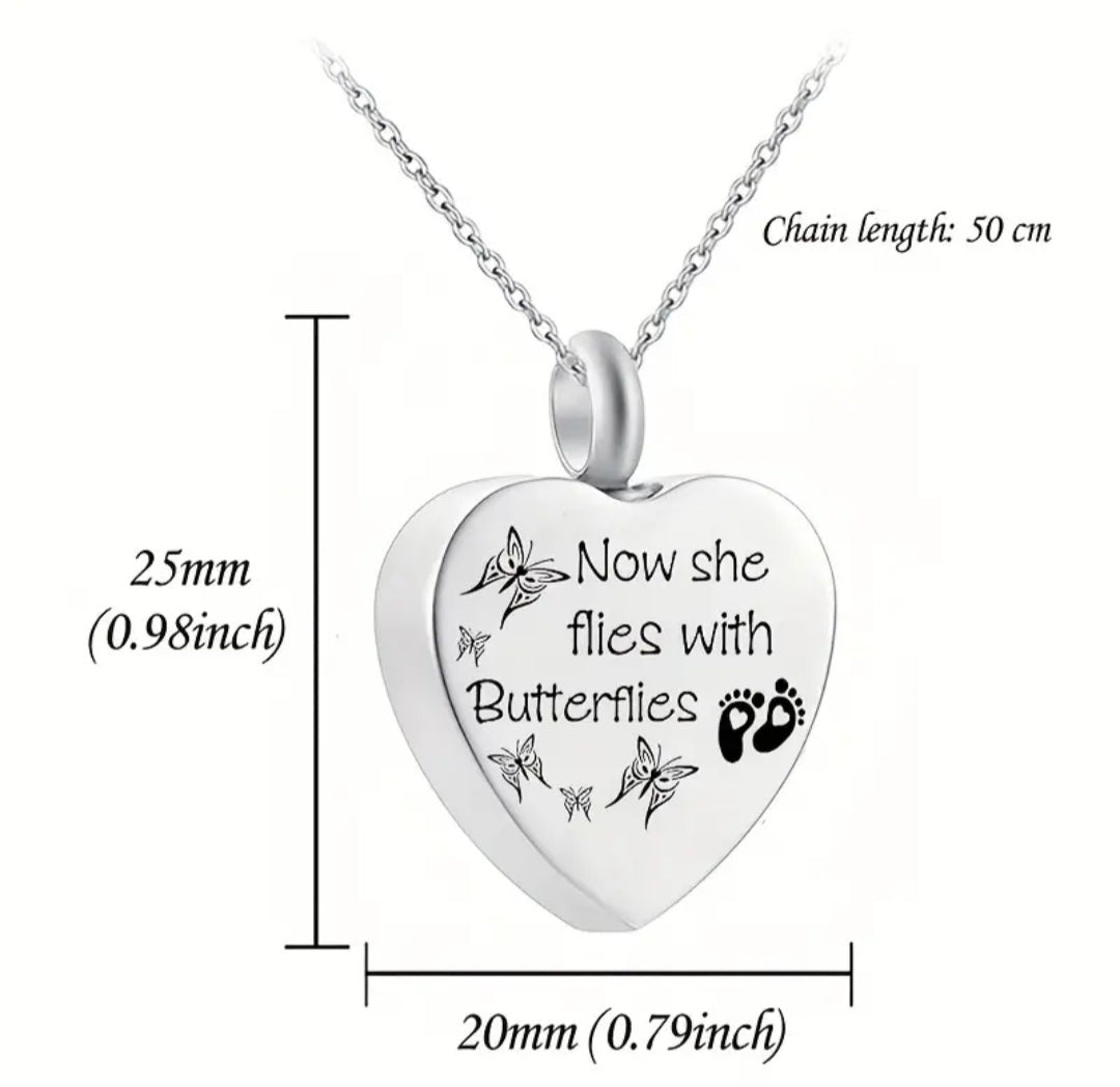 Butterfly Cremation Urn Necklace for ashes for Girl