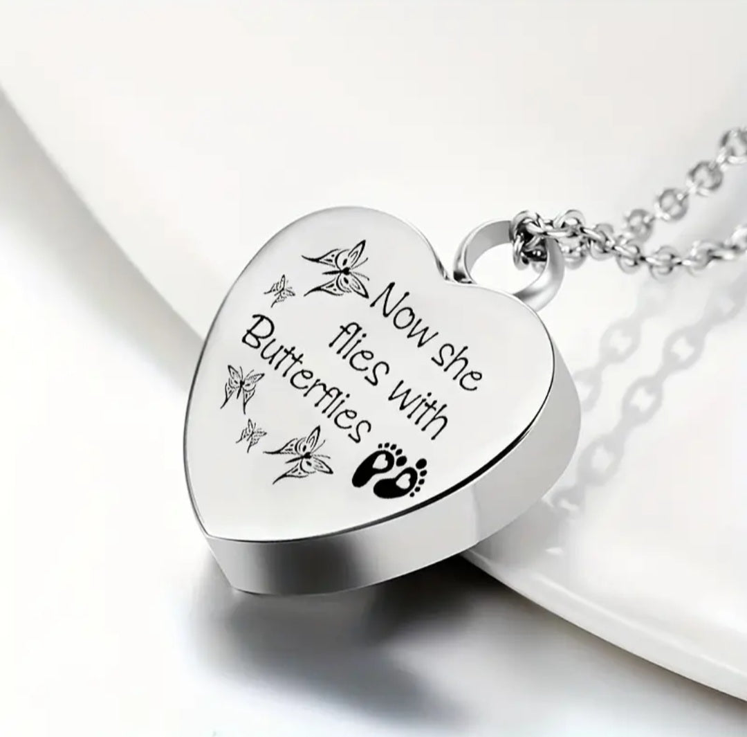 Butterfly Cremation Urn Necklace for ashes for Girl