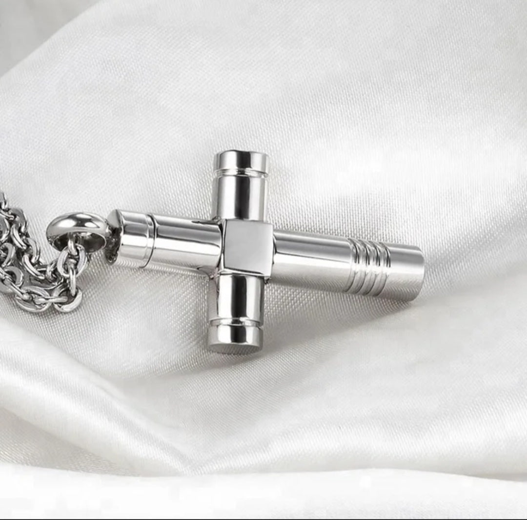 Large Cross Cremation Urn Necklace for ashes