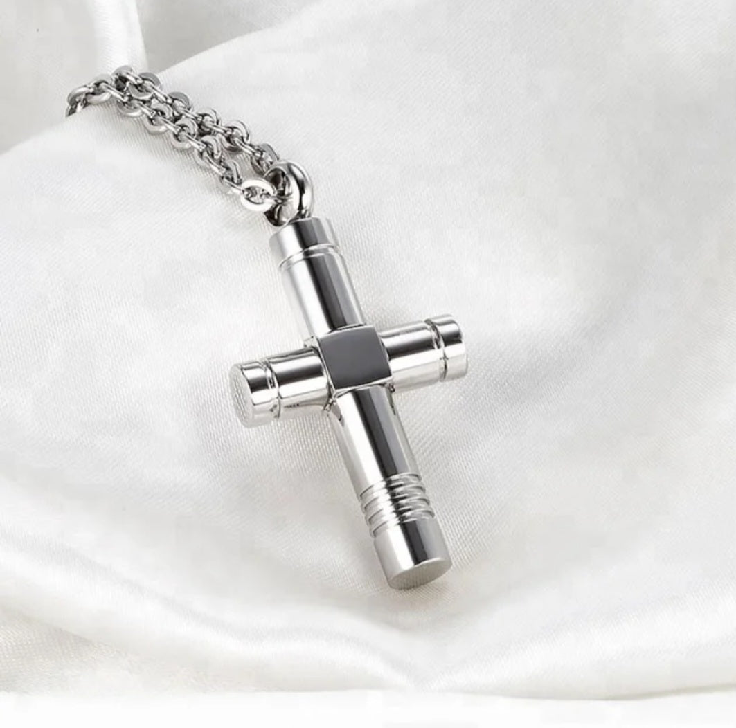 Large Cross Cremation Urn Necklace for ashes