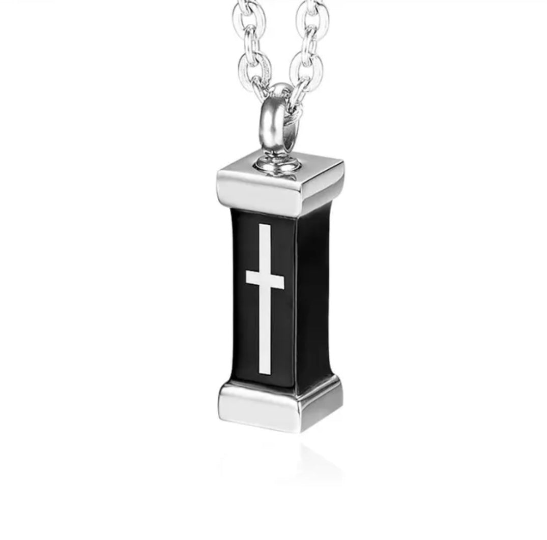 Cross Cremation Urn Necklace for ashes