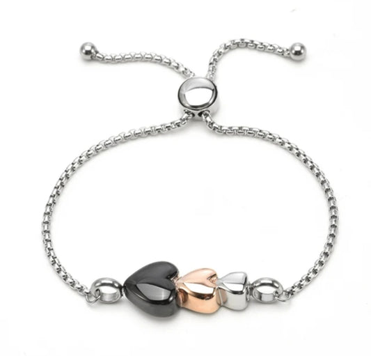 Multi Heart Cremation Urn Bracelet for ashes