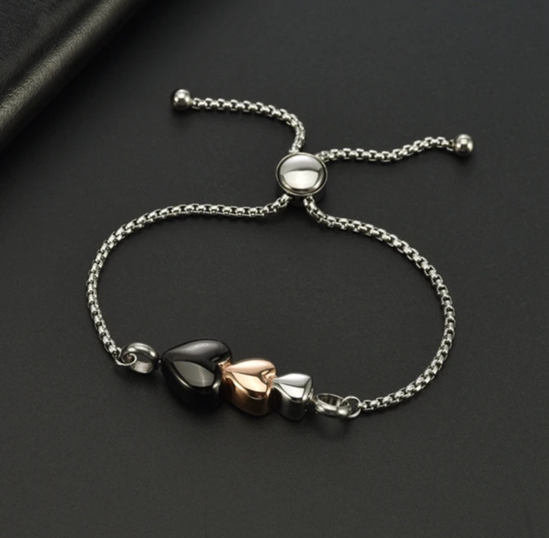 Multi Heart Cremation Urn Bracelet for ashes