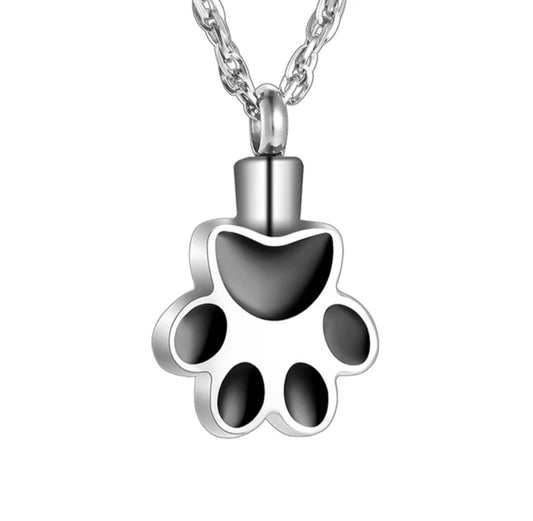 Large Paw Print Cremation Urn Necklace for ashes