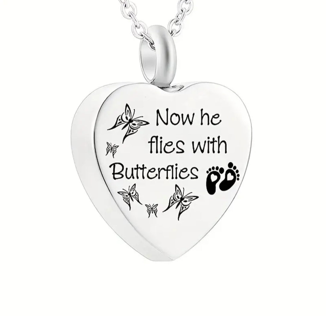 Butterfly Cremation Urn Necklace for ashes for Boy