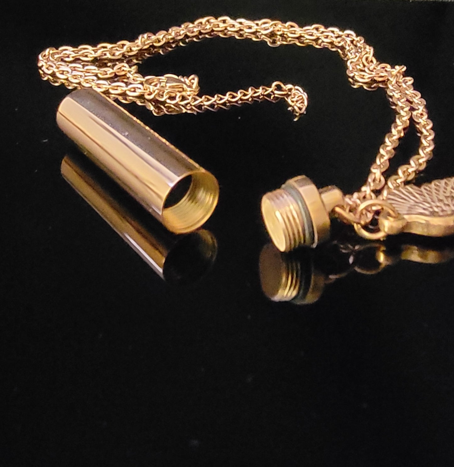 Large Cylinder Style Cremation Urn Necklace for ashes with Angel Wing charm & Keychain